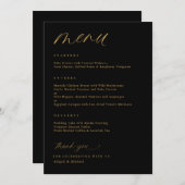Menu Script romantique Mariage noir et or (Devant / Derrière)