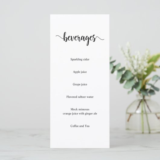 Menu Script Rustique Noir moderne, Boissons Mariages (Debout devant)