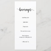 Menu Script Rustique Noir moderne, Boissons Mariages (Devant)