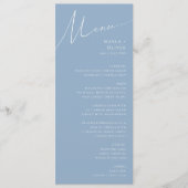 Menu Script Whimsical | Dîner Mariage bleu Dusty (Devant)