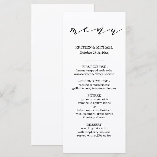 Menu Scripttypografie bruiloft (Voorkant / Achterkant)