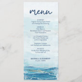 Menu Sea Blue Beach Waves Watercolor Mariage côtier (Devant)