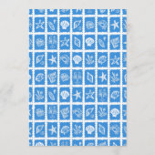 Menu Seashell Grid Plage Mariage Bleu Blanc CUSTOM (Dos)