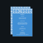 Menu Seashell Grid Plage Mariage Bleu Blanc CUSTOM<br><div class="desc">Carte de menu pour un mariage amusant ! L'art fait main pour vous ! Parfait pour un mariage, une douche de nage en bord de mer, une fête de bachelorette, une fête de fiançailles ou un anniversaire. ENTIÈREMENT PERSONNALISABLE ! Cliquez sur "Personnaliser" ci-dessus pour modifier le texte. Cliquez sur "modifier...</div>