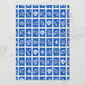 Menu Seashell Grid Plage Mariage Bleu Blanc CUSTOM (Dos)