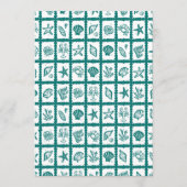 Menu Seashell Grid Plage Mariage Vert Blanc CUSTOM (Dos)