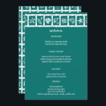 Menu Seashell Grid Plage Mariage Vert Blanc CUSTOM<br><div class="desc">Carte de menu pour un mariage amusant ! L'art fait main pour vous ! Parfait pour un mariage, une douche de nage en bord de mer, une fête de bachelorette, une fête de fiançailles ou un anniversaire. ENTIÈREMENT PERSONNALISABLE ! Cliquez sur "Personnaliser" ci-dessus pour modifier le texte. Cliquez sur "modifier...</div>