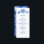 Menu Seashells Frame Beach Wedding Fête PERSONNALISÉE<br><div class="desc">Carte de menu pour un mariage amusant ! L'art fait main pour vous ! Parfait pour un mariage, une douche de nage en bord de mer, une fête de bachelorette, une fête de fiançailles ou un anniversaire. ENTIÈREMENT PERSONNALISABLE ! Cliquez sur "Personnaliser" ci-dessus pour modifier le texte. Cliquez sur "modifier...</div>
