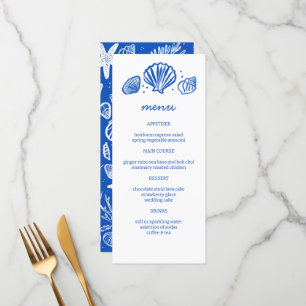 Menu Seashells Frame Beach Wedding Fête PERSONNALISÉE