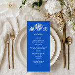 Menu Seashells Frame Beach Wedding Fête PERSONNALISÉE<br><div class="desc">Carte de menu pour un mariage amusant ! L'art fait main pour vous ! Parfait pour un mariage, une douche de nage en bord de mer, une fête de bachelorette, une fête de fiançailles ou un anniversaire. ENTIÈREMENT PERSONNALISABLE ! Cliquez sur "Personnaliser" ci-dessus pour modifier le texte. Cliquez sur "modifier...</div>