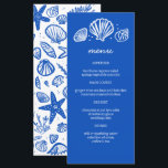 Menu Seashells Frame Beach Wedding Fête PERSONNALISÉE<br><div class="desc">Carte de menu pour un mariage amusant ! L'art fait main pour vous ! Parfait pour un mariage, une douche de nage en bord de mer, une fête de bachelorette, une fête de fiançailles ou un anniversaire. ENTIÈREMENT PERSONNALISABLE ! Cliquez sur "Personnaliser" ci-dessus pour modifier le texte. Cliquez sur "modifier...</div>
