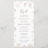 Menu Seashells & Pearls Coastal Beach Seafront Wedding  (Devant)