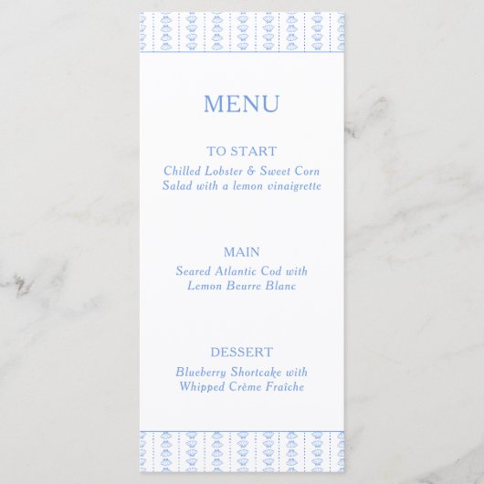 Menu Seashells & Wedding Bells Bridal Shower Coastal (Devant)