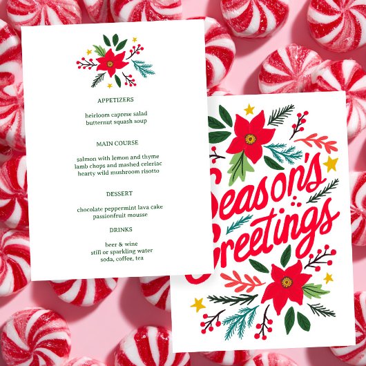 Menu SEASONS GREETINGS Christmas CUSTOM Holiday