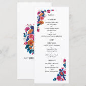 Menu Sensuous Folk Birds and Flowers Wedding Pattern (Devant / Derrière)