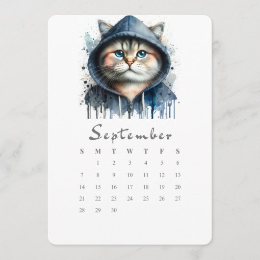 Menu Septembre Calendrier autonome Kitty Splash Art (Devant)
