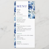 Menu Sérénité dans le Mariage de fleurs d'aquarelle ble (Devant)