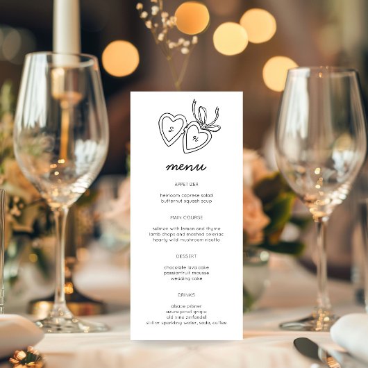 Menu Serrure de coeur Whimsical Doodle Croquis moderne