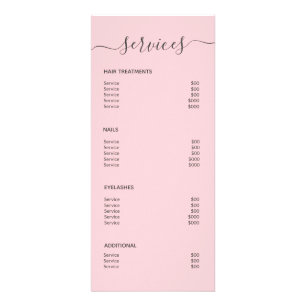 Menu Service Artiste de maquillage de salon de coi