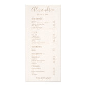 Menu Service Salon en cuir rose Script (Devant)