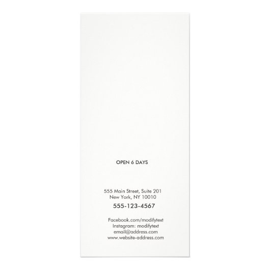 Menu Service Spa du salon Monogram Stripe Argent (Dos)