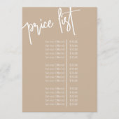 Menu Service Tarif Salon Beige Simple Script (Devant)