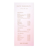 Menu Service Tarif Simple Pink Ombre Salon (Devant)
