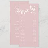 Menu Services de salons rose et blanc pour filles (Devant / Derrière)