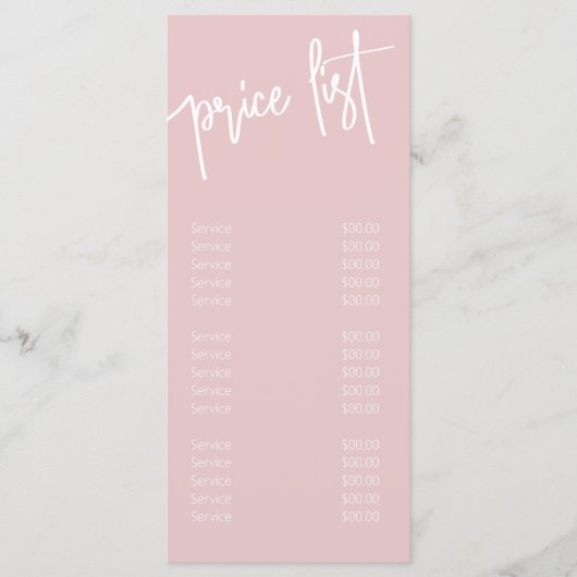 Menu Services de salons rose et blanc pour filles (Devant)