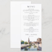 Menu Seville Spain Watercolor Elegant Wedding (Devant / Derrière)