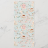 Menu Shabby chic Tea Party Fête des mariées (Dos)