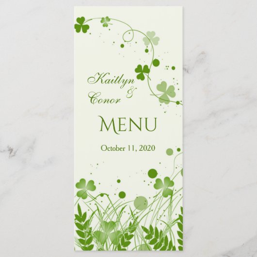 Menu shamrock tourbillonnant dans un Mariage de prairie (Devant)