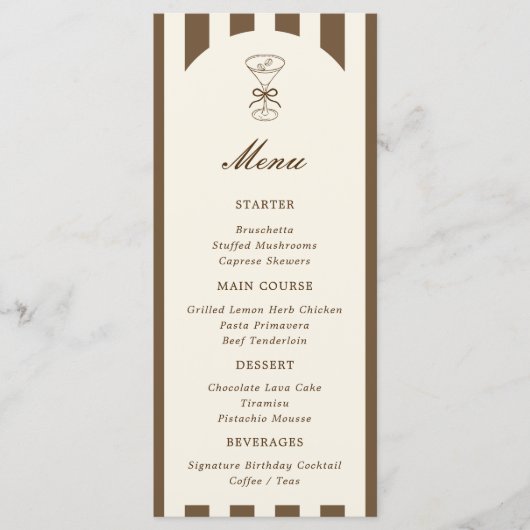 Menu She's A Tini Bit Older Coffee Martini Birthday (Devant)