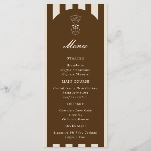 Menu She's A Tini Bit Older Coffee Martini Birthday (Devant)