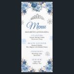 Menu Silver Blue Winter Magique Flocon de neige Mis Qui<br><div class="desc">Carte de menu Silver Blue Winter Magique Snowflake Mis Quince</div>