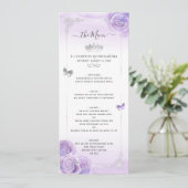 Menu Silver Clair violet Roses Élégant Floral (Debout devant)