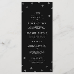 Menu Silver Confetti & Black Surprise Party