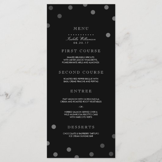 Menu Silver Confetti & Black Surprise Party (Voorkant)