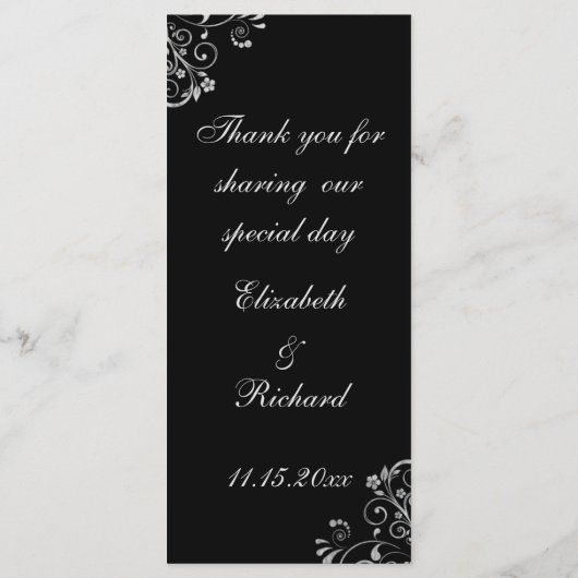 Menu Silver Gold élégant sur Mariage noir (Dos)