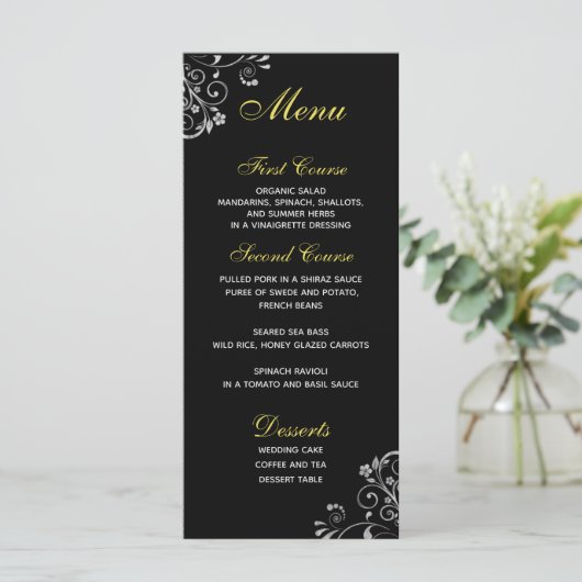 Menu Silver Gold élégant sur Mariage noir (Debout devant)