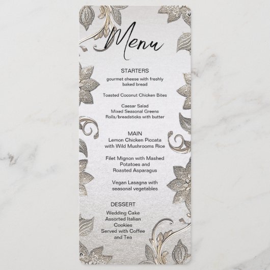 Menu Silver Gold Floral (Devant)
