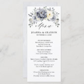 Menu Silver Grey Ivory Floral hiver Rustique Mariage (Devant / Derrière)