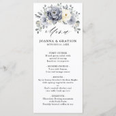 Menu Silver Grey Ivory Floral hiver Rustique Mariage (Devant)