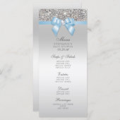 Menu Silver Sequin Baby Blue Bow Baby shower (Voorkant / Achterkant)