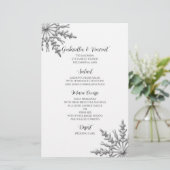 Menu Silver Tone Snowflake Winter Weddenschap (Staand voorkant)