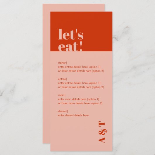 Menu simple (Devant / Derrière)