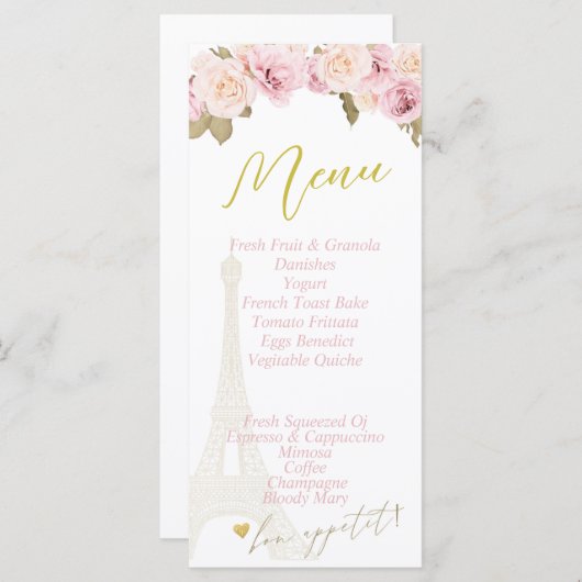 Menu simple (Devant / Derrière)