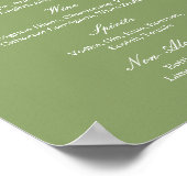 Menu simple affiche de bar de mariage vert sauge (Coin)