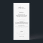 Menu Simple Black and White Clean Guest Name Wedding<br><div class="desc">Modern wedding menu featuring a simple design with classic serif and elegant script fonts.  Use the template to add the name of each guest and skip the place cards.</div>