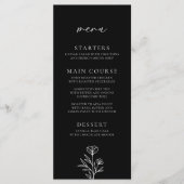 Menu Simple Black Modern Floral Outline Mariage (Devant)